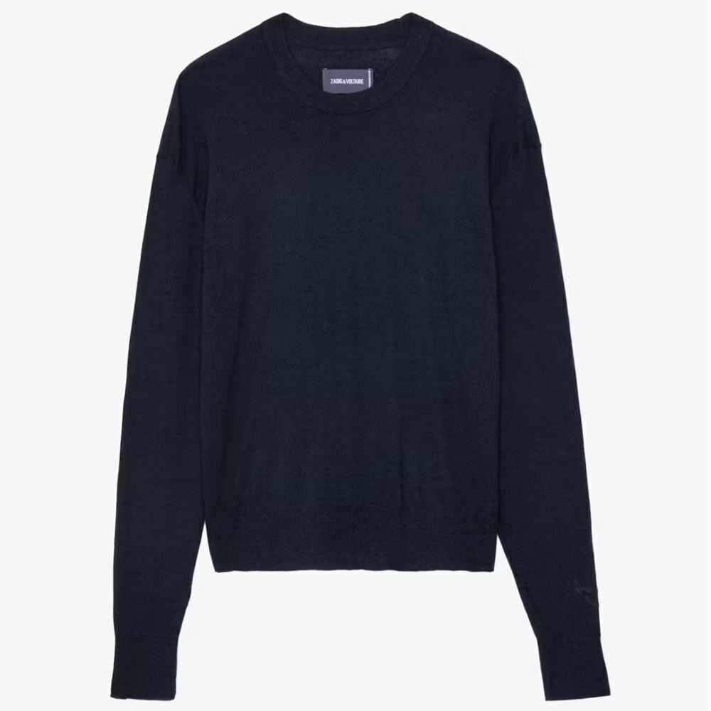 $298 Zadig & Voltaire Women's Encre navy blue merino wool jumper sweater NEW - Picture 6 of 10